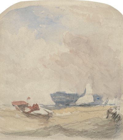 Estudio del mar con Hulk, velero y bote de remos de David Cox