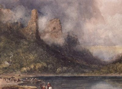 Viajeros en Longstone en el Wye de David Cox
