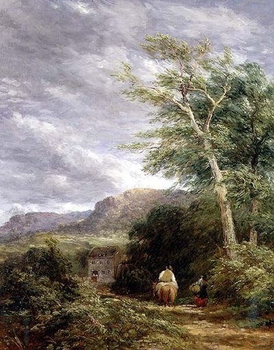 Paisaje galés con un molino de agua de David Cox