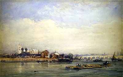 Westminster y el Támesis desde la orilla de Battersea de David Cox