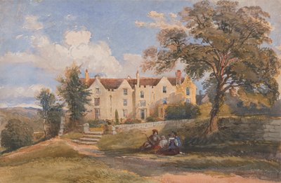 Grupo sentado en el patio de una casa grande de David Cox Jr.