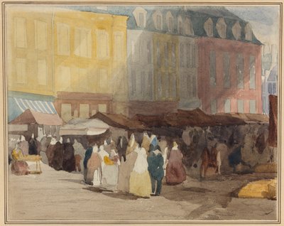 Un mercado francés, posiblemente Boulogne de David Cox the elder