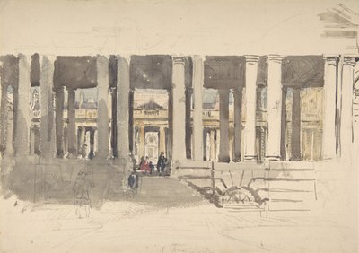 Hospital de Greenwich recto, Estudio de un edificio verso, ca. 1831 de David Cox the elder