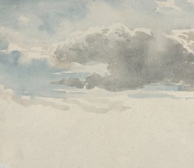 Estudio de nubes recto, Estudio de un arbusto de saúco junto a una cerca verso, 1820-45 de David Cox the elder