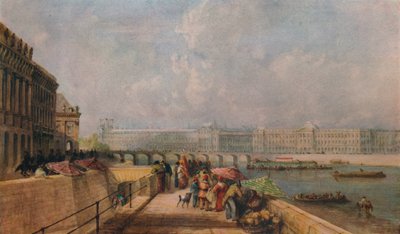 El Pont des Arts y el Louvre desde el Quai Conti, c. 1849 de David Cox the elder