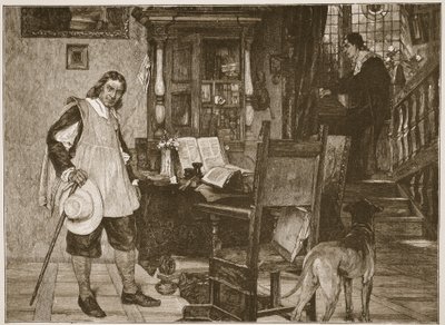 El Sr. Oliver Cromwell visita al Sr. John Milton, ilustración de 