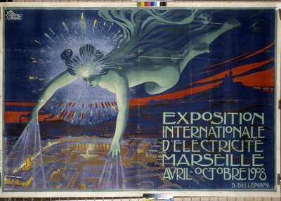 Póster “Exposición Internacional de Electricidad, Marsella, abril-octubre 1908” (póster) de David Dellepiane