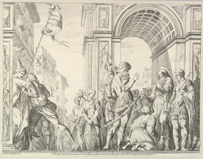 San Jaime cura a un ciego, de La historia de los santos Jaime y Cristóbal en el Erem..., 1776 de David Giovanni