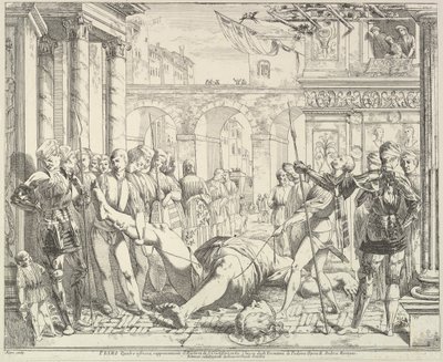 El Martirio de San Cristóbal, de La Historia de los Santos Santiago y Cristóbal, 1776 de David Giovanni