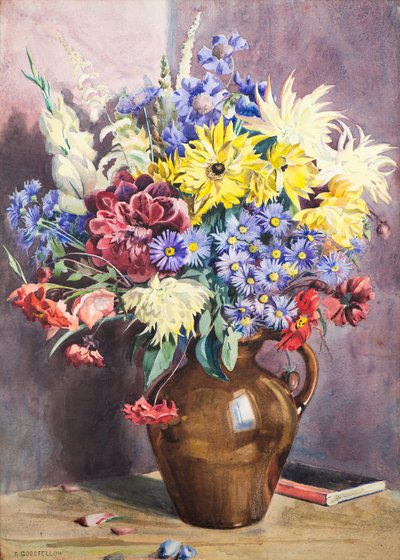 Flores de agosto, siglo XX (acuarela) de David Goodfellow