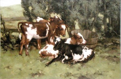 Tres terneros, c.1920 de David Gould