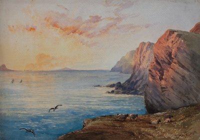 Costa de Dorset al atardecer de David Hall McKewan