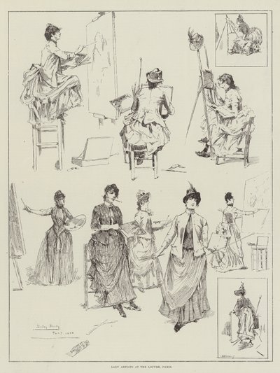 Damas Artistas en el Louvre, París de David Hardy