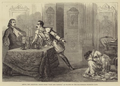 Entre los aficionados, escena de Trama y Pasión, interpretada por el Club Dramático de Blackheath de David Henry Friston