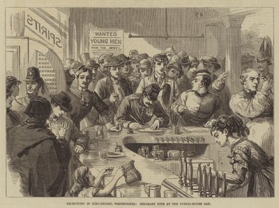 Reclutamiento en King-Street, Westminster, Sargento Kite en el bar de la taberna de David Henry Friston