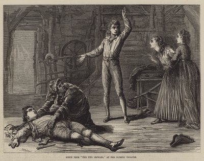 Escena de Las dos huérfanas, en el Teatro Olímpico de David Henry Friston