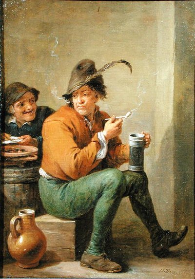 Un campesino con una jarra de gres y una pipa de arcilla de David III Teniers