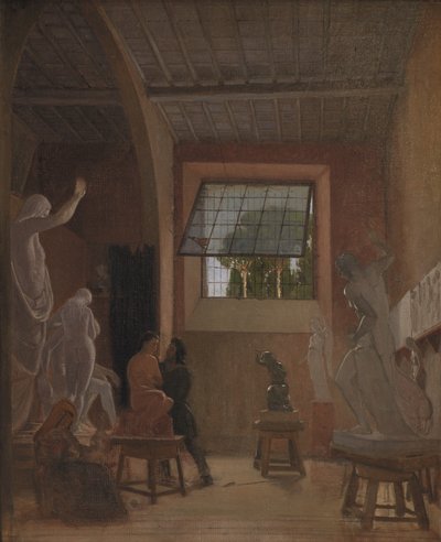 El escultor Jens Adolph Jerichau en su estudio en Roma de David Jacobsen