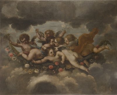 Putti adornando con flores de David Klöcker Ehrenstrahl