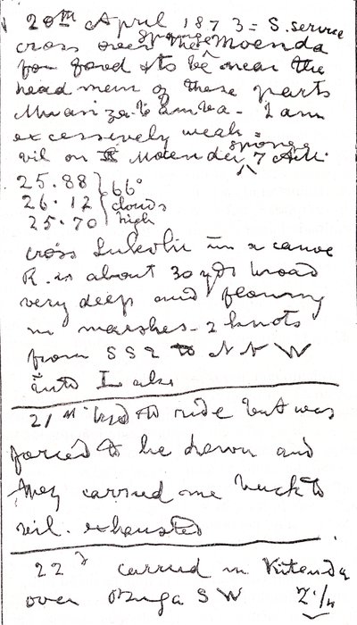 Últimas líneas escritas por el Dr. David Livingstone, ilustración de 