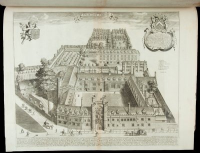 Vista del Colegio de Cristo, Cambridge, 1690 de David Loggan