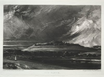 Varios temas de paisaje, característicos del paisaje inglés... Old Sarum, 1832 de David Lucas