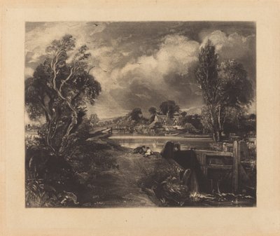 Una esclusa en el Stour de David Lucas after John Constable