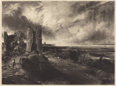 Castillo de Hadleigh (Placa grande) de David Lucas after John Constable