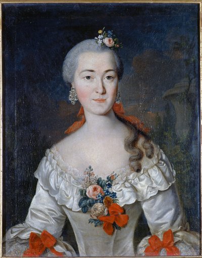 Retrato de Maria Ivanovna Tatishcheva (nee Mamonova) (1730-1794) - Peinture de David Lueders (Luders) (1710-1759), Óleo sobre lienzo 1759 Galería Estatal Tretyakov, Moscú 70x56 de David Luders