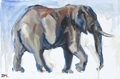 Toro elefante, 2018 (óleo sobre panel) de David Mayer