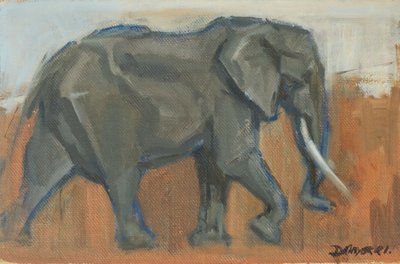 Toro elefante, 2019 (óleo sobre panel) de David Mayer