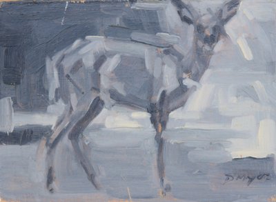 Bushbuck Doe, 2016 (óleo sobre panel) de David Mayer