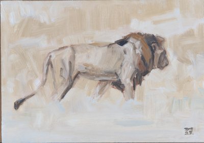 León macho, 2021 (óleo sobre lienzo) de David Mayer