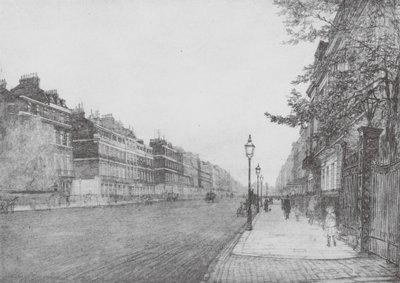 Londres: Portland Place (litografía en color) de David Muirhead (after) Bone