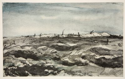 Una Vía Dolorosa: Granja Mouquet, ilustración de "The Western Front", pub. by Country Life Ltd de David Muirhead Bone