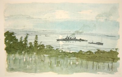 Un crucero ligero: atardecer, ilustración de 