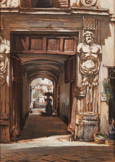 Un palacio antiguo, Roma (acuarela y bodycolour) de David Muirhead Bone
