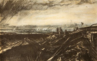 Lente lejana, de Notre Dame de Lorette, ilustración de "The Western Front", pub. by Country Life Ltd de David Muirhead Bone