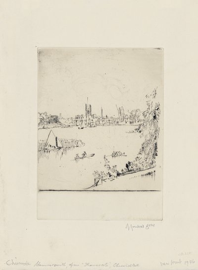 Hammersmith desde Thamescote, Chiswick Mall de David Muirhead Bone