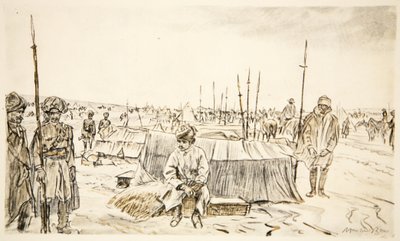 Caballería india, ilustración de "The Western Front", pub. by Country Life Ltd de David Muirhead Bone