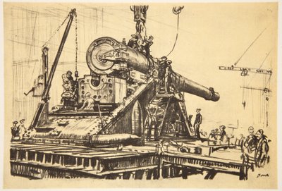 Montaje de un gran cañón, ilustración de 