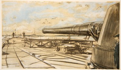 En un acorazado: torreta del cañón, ilustración de 