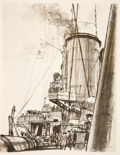 En un acorazado: la cubierta de popa, ilustración de 