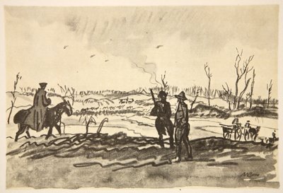 En el Somme: cerca de Mametz, ilustración de "The Western Front", pub. by Country Life Ltd de David Muirhead Bone