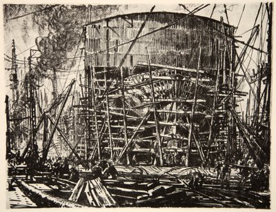 En el cepo, ilustración de "The Western Front", pub. by Country Life Ltd de David Muirhead Bone