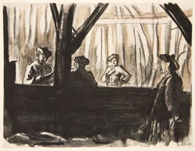 Soldados escoceses en un granero francés, ilustración de 