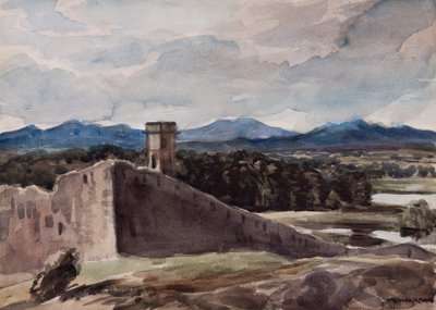 España: Murallas de Gerona (acuarela sobre papel) de David Muirhead Bone