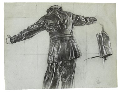 Study for Winter Mine-Laying off Iceland, c.1942, cat 9 (lápiz de carbón y tiza sobre papel) de David Muirhead Bone