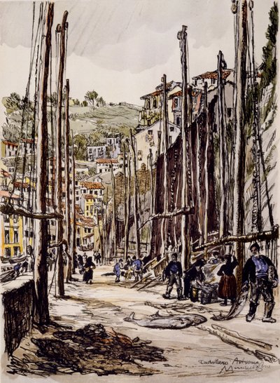 Los Atuneros, Cudillero, Costa Asturiana de David Muirhead Bone