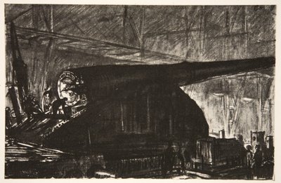 El turno de noche trabajando en un gran cañón, ilustración de 